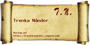Trenka Nándor névjegykártya